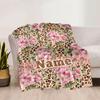 Floral Leopard Print Custom Name Blanket Soft Cozy Lightweight For All Seasons Comfortable Soft Lightweight Multipurpose Blanket Suitable For All