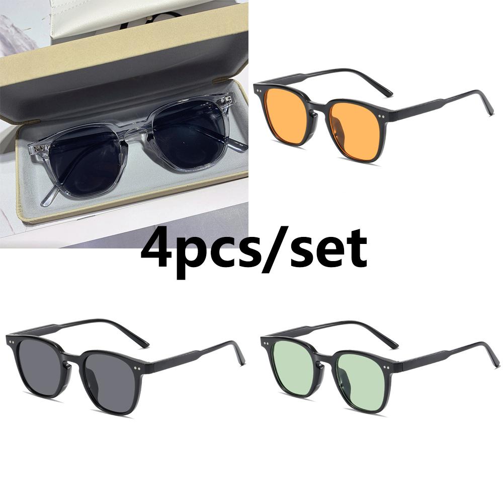 

4pcs/set New Vintage Square Sunglasses For Women Men Brand Round Sun Glasses Female Eyewear for Male Female Eyeglasses MULTI