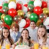 60 Ballons de Fête 30 cm Rouges, Verts, Blancs et Transparents avec Ruban pour Décoration ou Fête Thème Noël etc.