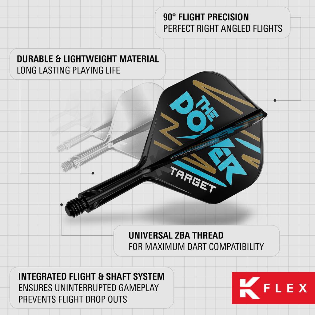 Target Darts Phil Taylor KFLEX Flight Shaft 2 Kflex Short & System, No. (Standard) All-in-One Flights, 3-Pack, (19mm)