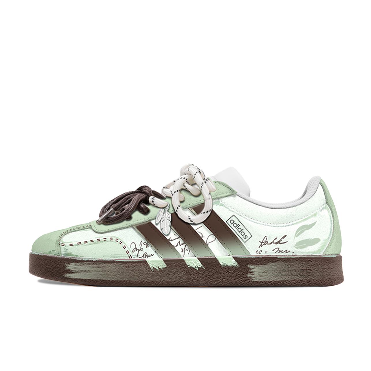 

Adidas VL COURT 2.0 Free Panda, Soaring Wings Of Books Breathable Low top Skateboard Shoes Unisex Green Brown HQ1802(Team202-) 44