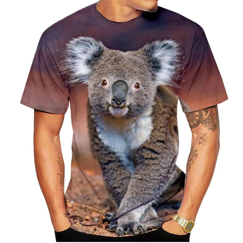 Summer Fashion Koala Animal Print T-Shirt 3D Printed Men's Short Sleeve Harajuku Style Loose Y2K Top
