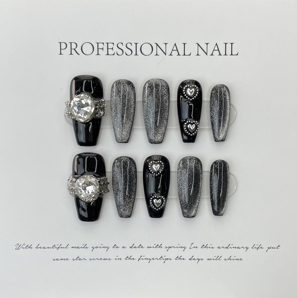 10pcs/set Purely Handmade Wearable Nails Removable Nail Art French Simple False Nails Finished Long and Short Nails