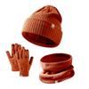 Winter Strick Woll Bommelmütze, Schal, Handschuhe, 3-teiliges Set, Kinder Samt Warme Mütze