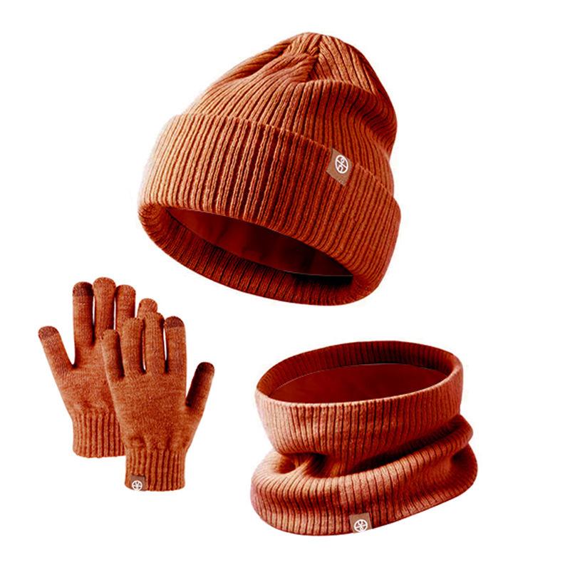 Winter Strick Woll Bommelmütze, Schal, Handschuhe, 3-teiliges Set, Kinder Samt Warme Mütze