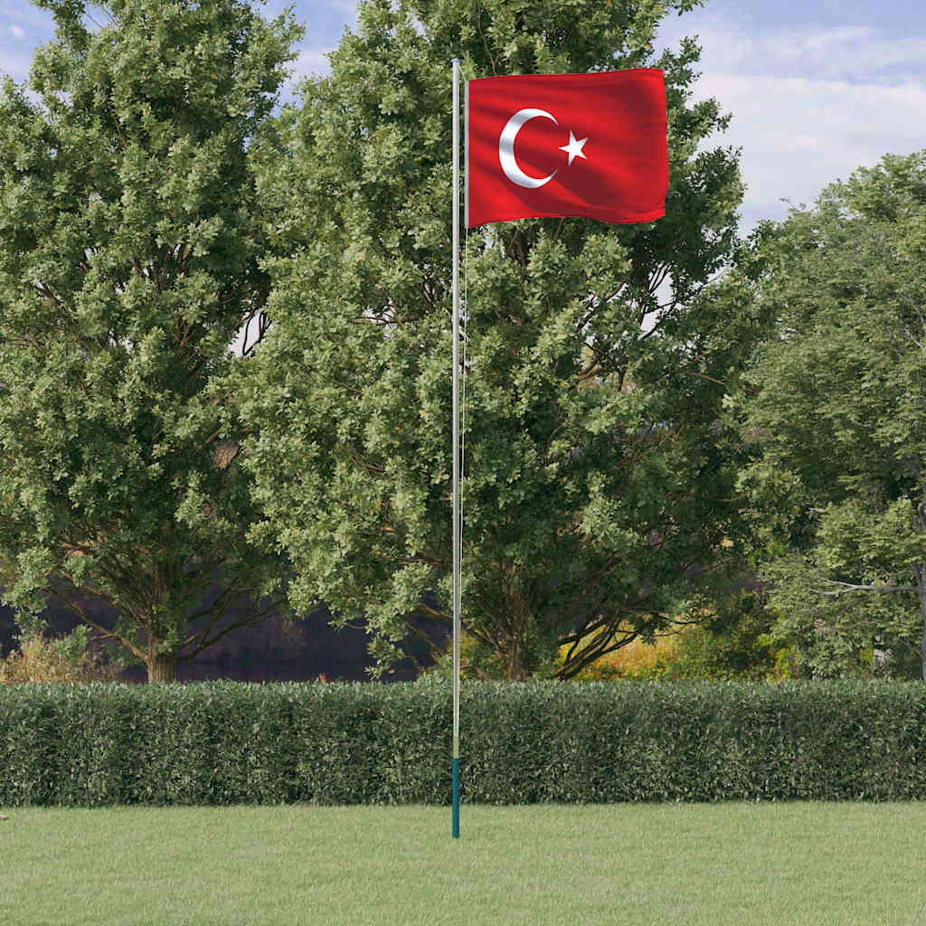 Vidaxl Flaga Turcji Z Masztem, 6,23 M, Aluminium