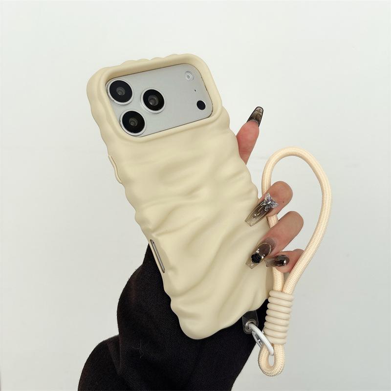 Solid Cream Texture Case with Lanyard for iPhone 16 Pro Max/Apple 17/14/15