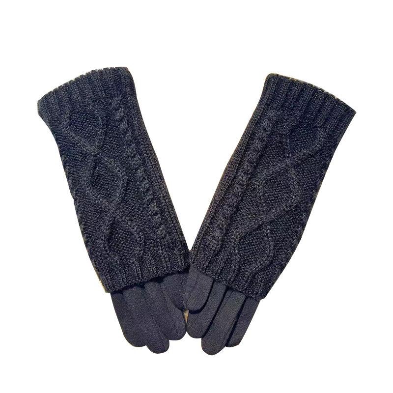 Dámské pletené vlněné rukavice s dotykovou obrazovkou, jezdecké teplé a chladuvzdorné dvojité vlákno