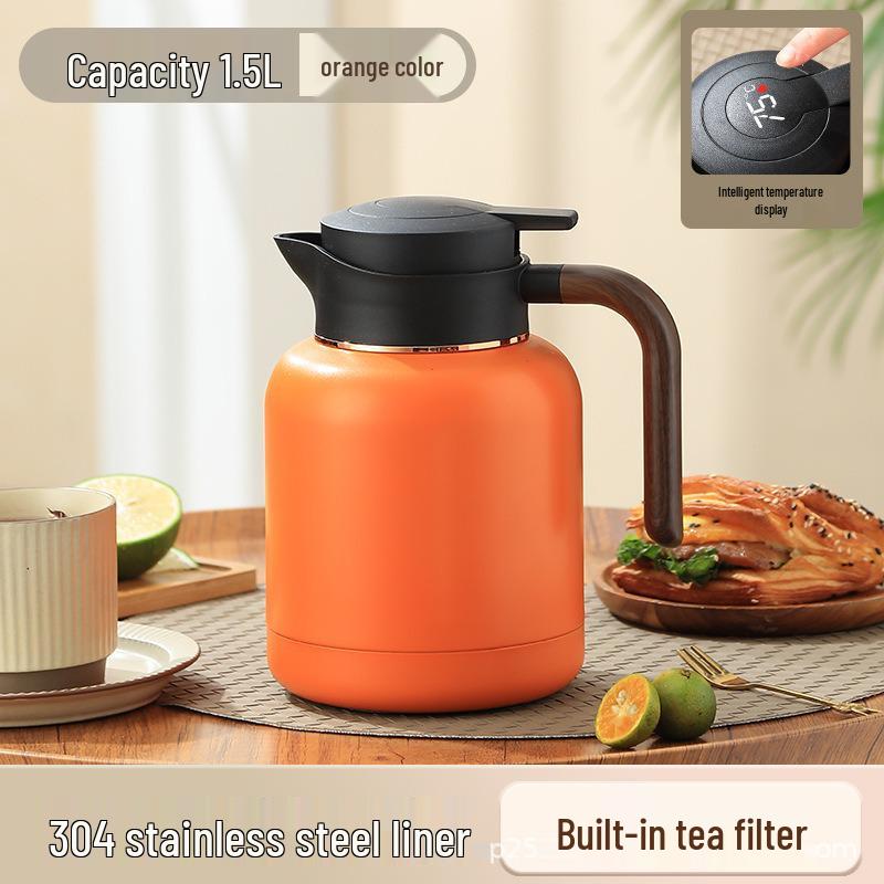 304 Stainless Steel Smart Insulated Tea Pot with Filter, Old White Tea Flower Infuser, Warm Water Coffee Pot Display