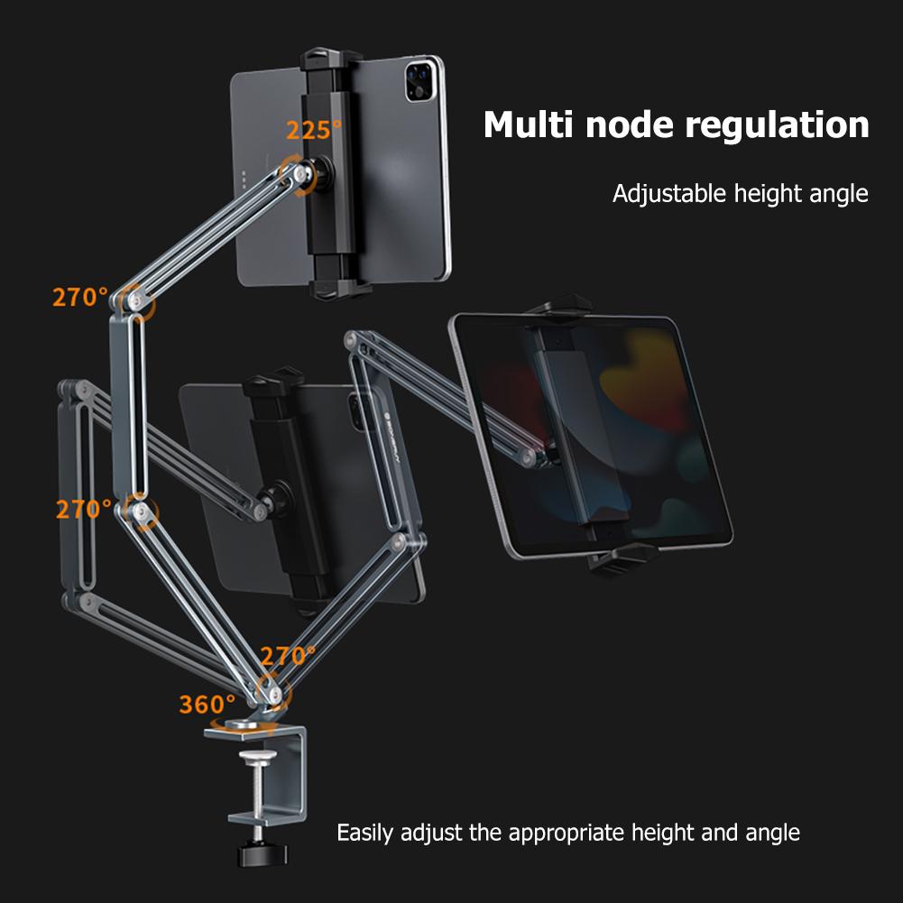 Phone Holder Tablet Stand Flexible Lazy Long Arm for 4-13inch Device Overhead Phone Mount 360° Rotation Adjustable for Bed Desk