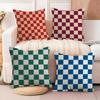 Checkerboard Plaid Cushion Cover Soft Plush Fabric Double-Sided Printed Sofa Cushion Cover for All Seasons Home Decor Gift