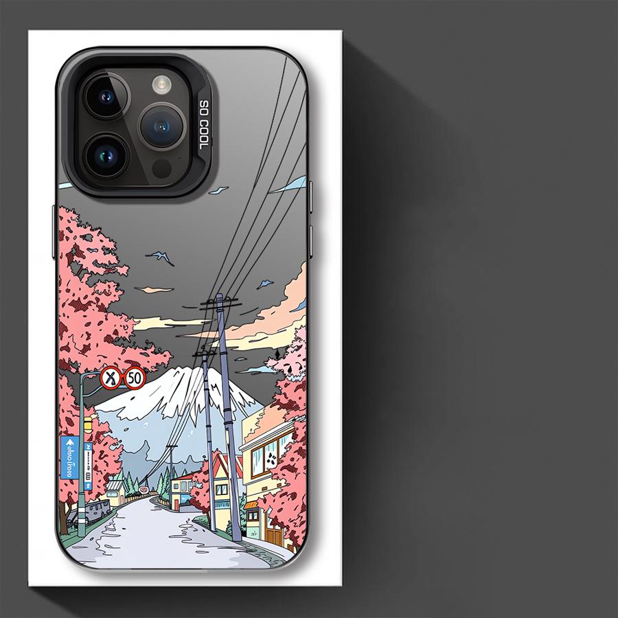 Cartoon Japanese City Scenery Case for iPhone 17 Pro Max 16 11 14 Plus Air 15 12 Pro 13 Phone Cover