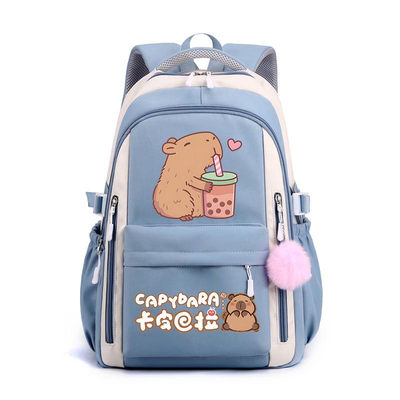 Trendy kapibara creative cartoon printing cute emoji bag for primary and secondary school students to reduce the burden of spine protection schoolbag