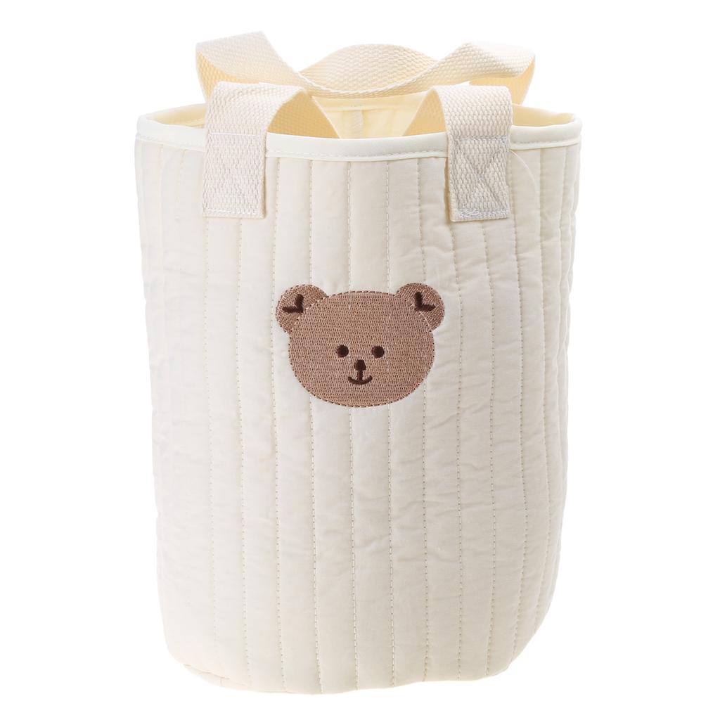 Bear Storage Bucket Beige Cotton Storage Basket Diaper Bag Large Capacity Cotton Storage Bin for Home Nursery Room
