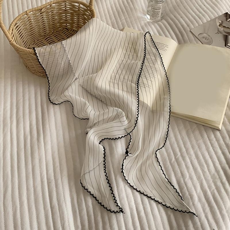 Women's Polyester Head Scarf With Dots Stylish Hair Cover Korean Style Triangled Scarf For Evening or Outdoor Daily Use