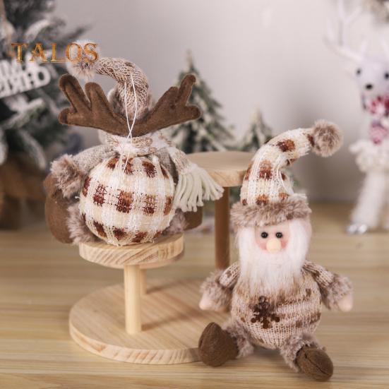 Christmas Doll Plush Knitted Snowman Elk Santa Doll Toy Soft Sitting Christmas Figure Desktop Decor Stuffed Holiday Pillow for Window Bookshelf