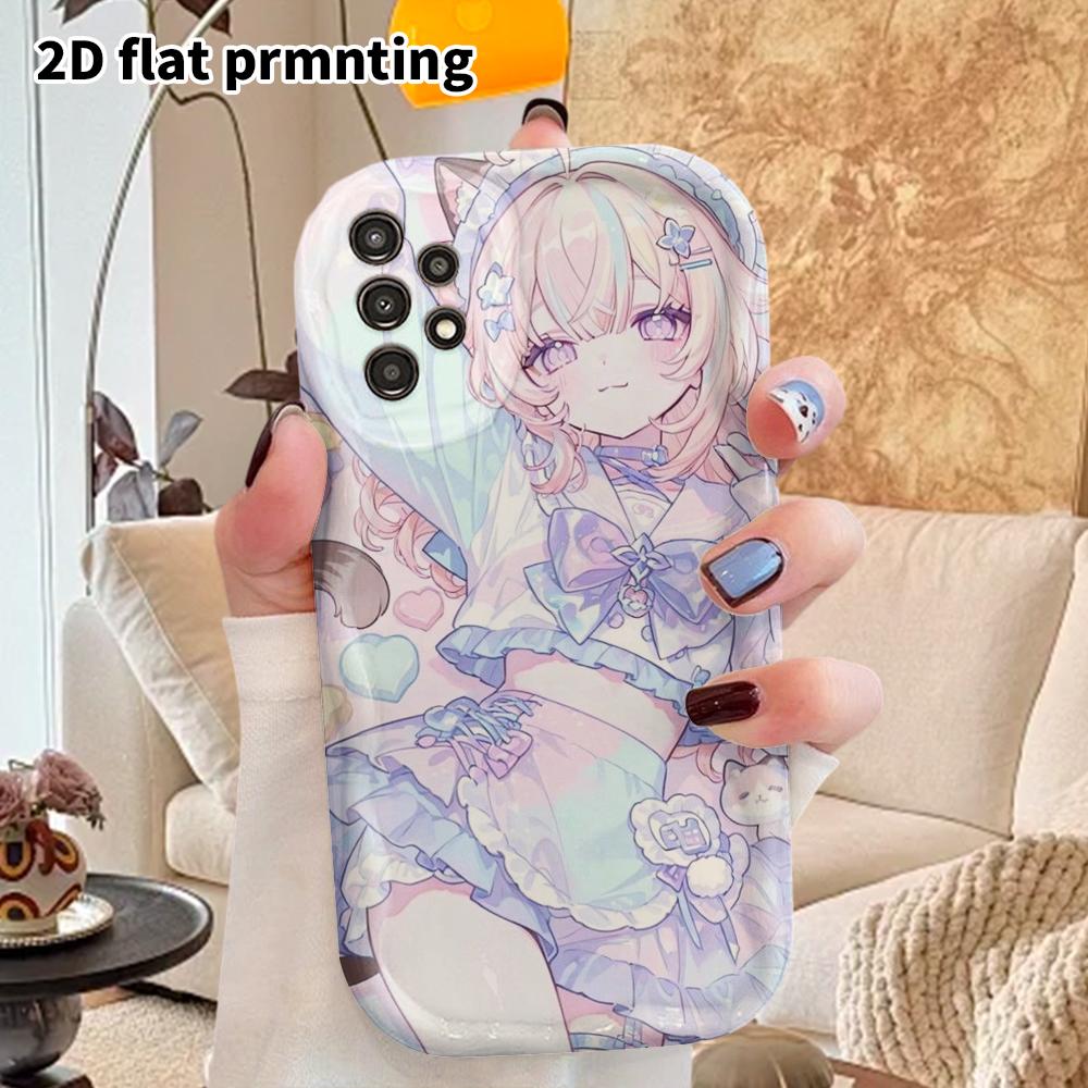 Phone Case: 2D Flat Samsung Galaxy A34 A35 M05 M06 S20 S22 S21 FE Plus 5G Protective Case, Couple Style, Cat Ear Girl, Christmas and Halloween Gift