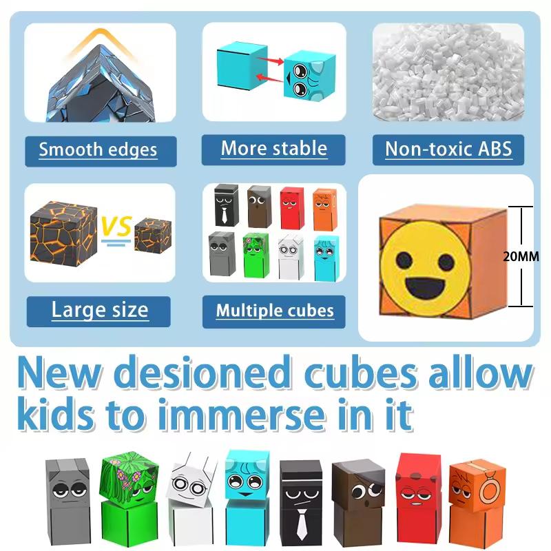 Magnetyczne klocki Sprunki Magnet Cube Mine World Set dla chłopców i dziewcząt w wieku 3+ DIY Model Dzieci STEM Sensoryczna zabawka muzyczna Prezent