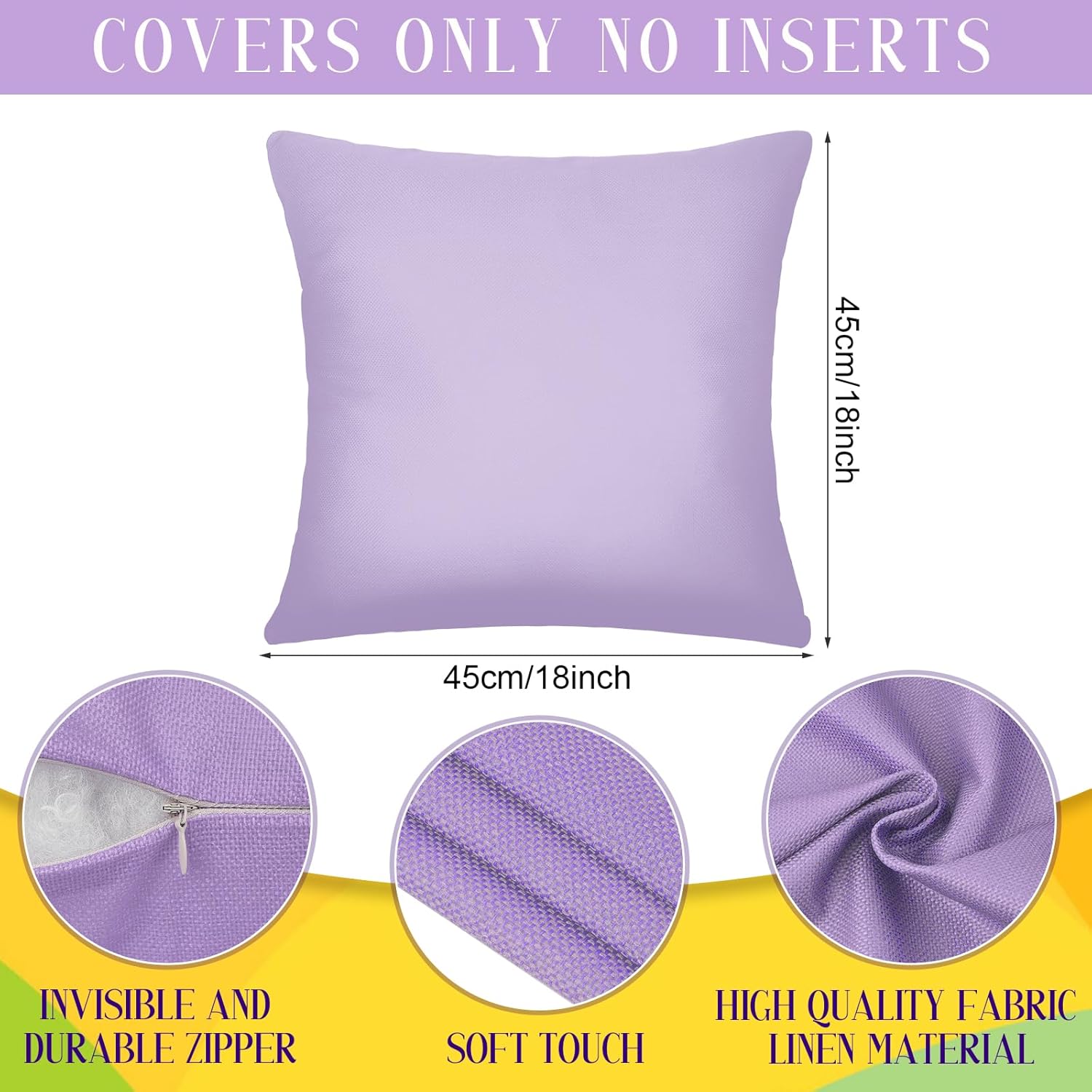 8Pcs 18 x 18 Inch Decorative Throw Pillow Covers Pastel Mix Color Pillow Cases Colorful Square Cushion Covers with Hidden Zipper for Couch Sofa 4350₽