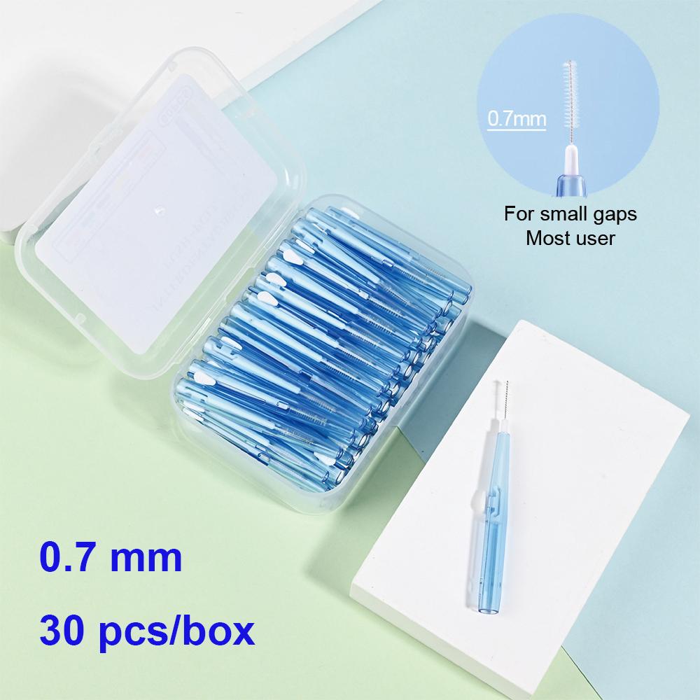 30Pcs Box Push Pull Interdental Brush Teeth Cleaning Orthodontics Oral Care Dental Tool Floss Toothpick Orthodontic Tooth Brush