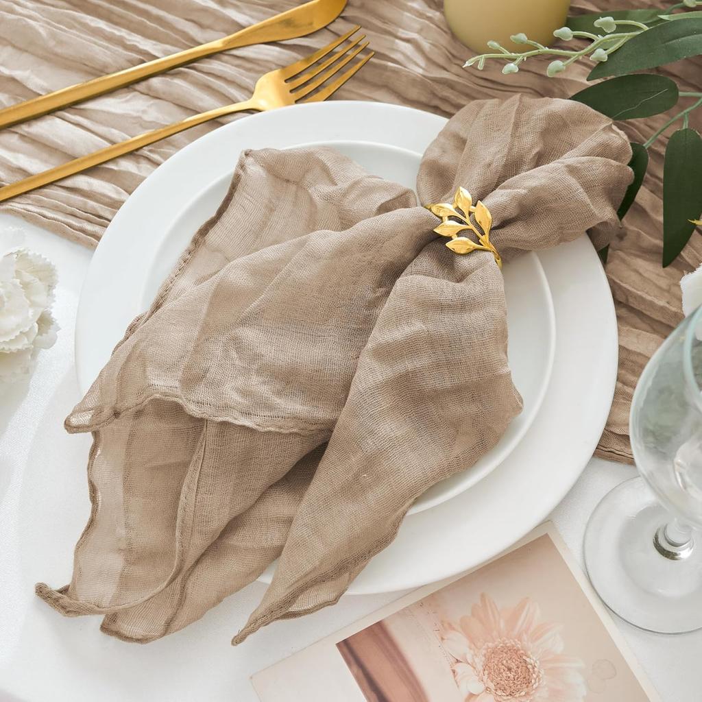 12 Pack Cheesecloth Napk 20"x20" Sage Green Boho Gauze Cheese Cloth Napk Bulk Rustic Dinner Table Decor for Wedding Bridal Baby Shower Party