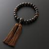 [Kyoto Butsudan Hayashi] Men's Buddhist Prayer Beads, Pure Silk with Miyako Tassel, Ebony (Unpolished), Two-Heaven Tiger Eye Design [Tiger Eye]