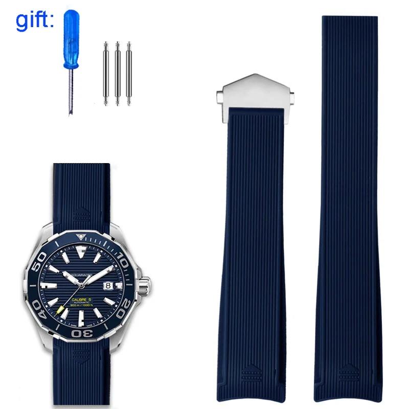 Correa de Silicona para Reloj Pulsera Impermeable para TAG HEUER AQUARACER 300 WAY201B Correas de Goma Accesorios para Relojes 22mm