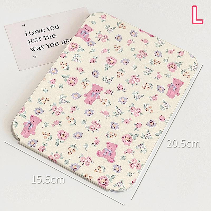 Folding Makeup Mirror High-Quality Portable Desktop Makeup Mirror Single-Side Creative Women Floral Bear Standing Makeup Mirror