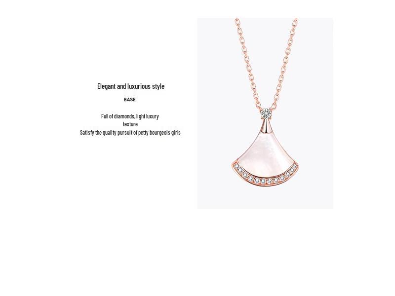 Natural Mother-of-Pearl Double-Layer Fan Pendant Necklace - Women's Luxury Clavicle Chain