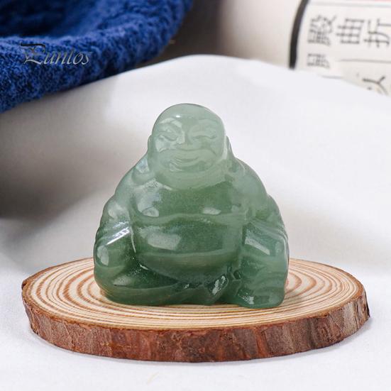 Carving Buddha Figurine Natural Stone Positive Healing Energy Colorful Hand-carved Decorative Sculpture Laughing Statue Desktop Decoration Birthday