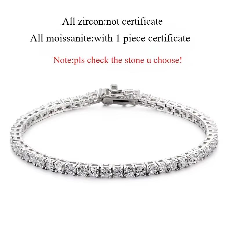 

Smyoue Gold Plated Moissanite Tennis Bracelet for Women 3/4/5mm Classic 925 Silver Certified Bracelet for Men Chain 3mm 14cm&zircon not Cert
