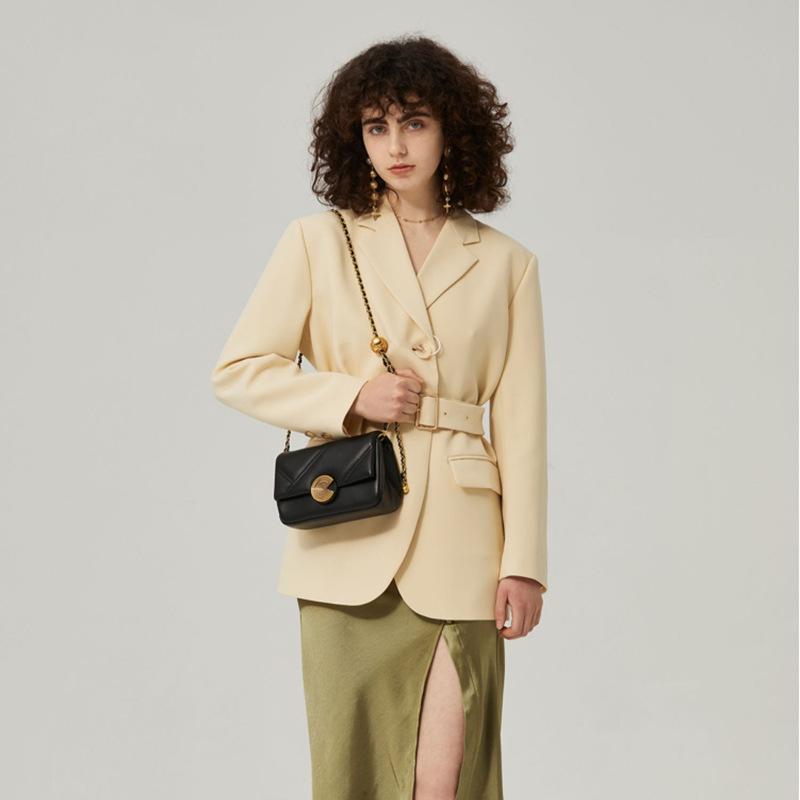 New Cowhide Women's Bag Rhombus Chain Bag Women's High-end Sense Niche Single Shoulder Leather Messenger Bag