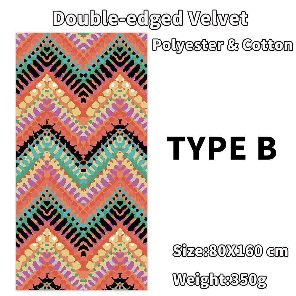 80x160CM Zweischneidiges Strandtuch aus samtiger Mikrofaser, großes Handtuch für Fitnessstudio, Sport, Schwimmbad, Damen, große Yogamatte, modische Sommer-Surf-Robe, Decke