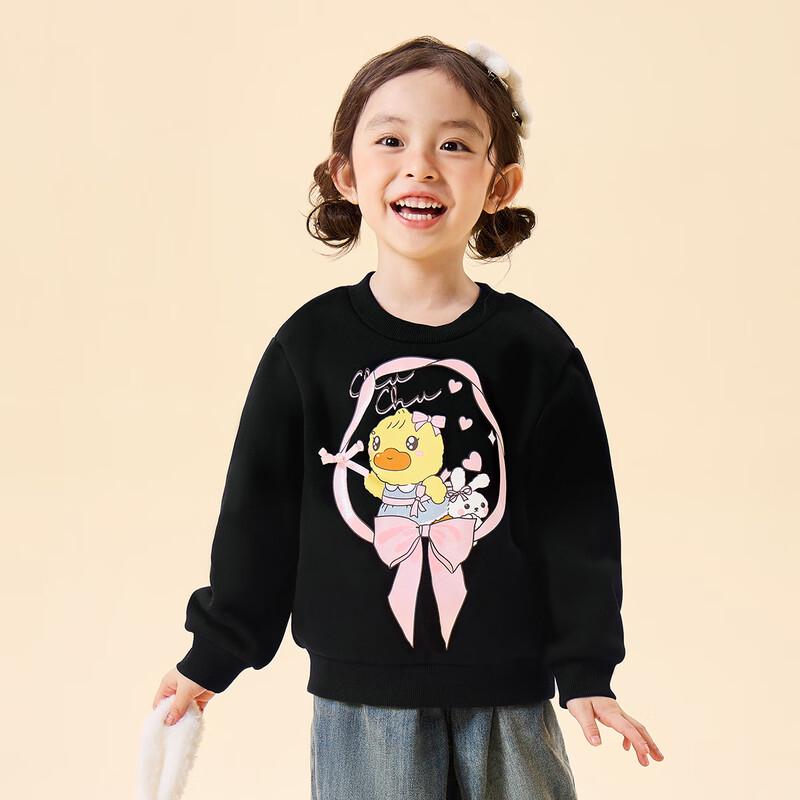B.Duck Girls  Bowknot Fleece-Lined Winter Sweatshirt 110
