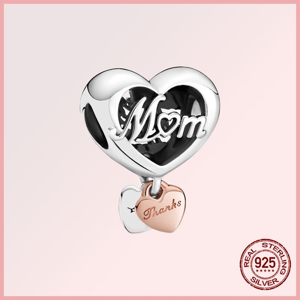 Funkelnde Familie Herz Engelsflügel Pavé Kupfer Anhänger Charms Passen Original Armband Perlen Schmuck Geschenk DIY