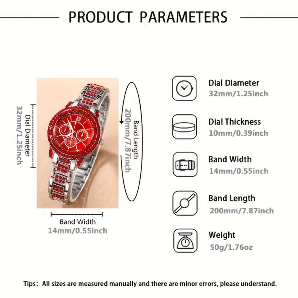 Full Diamond Luxury Bracelet Watch Set Ladies Quartz Watch Exquisite Five-piece Women's Set