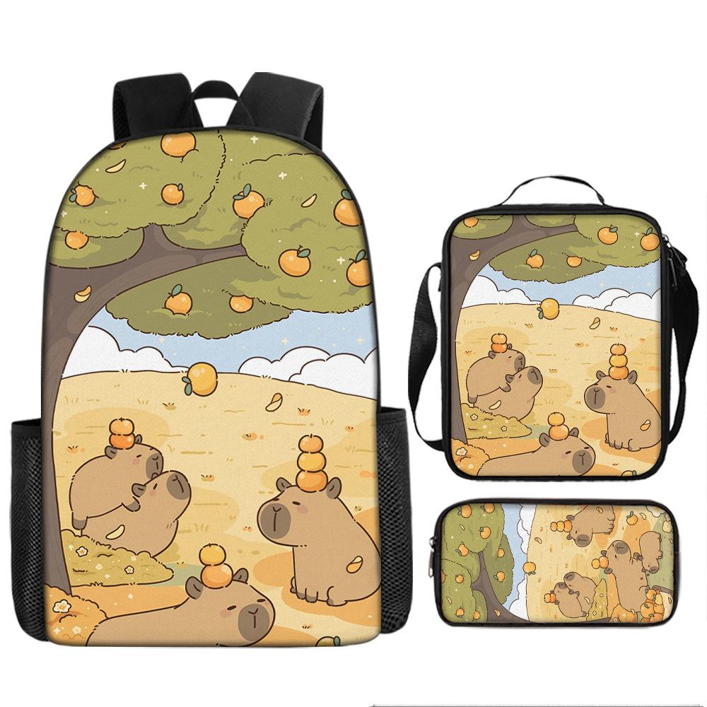 Pibara Trendy Backpack European and American Retro Schoolbag Third Grade Fourth Grade Bag