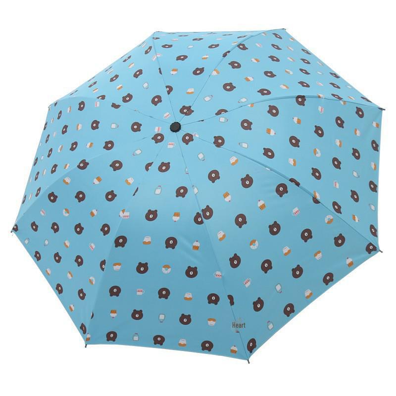 Parasol odwracalny z 6 żebrami z kreskówkowym misiem na słońce i deszcz