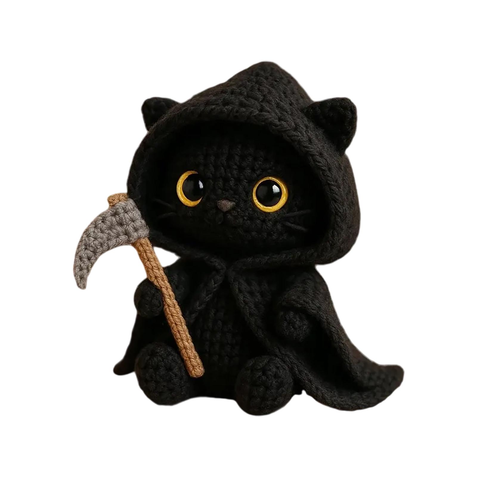 

Halloween Crochet Cat Ornament Doll, Holiday Gifts For Friends One Size