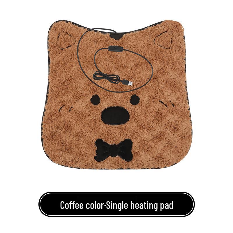 Cartoon Winter Plush Heated Seat Cushion with USB for Car or Office