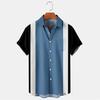 Men Casual Shirt Lapel Short Sleeve Single Breasted Shirt Loose Fit Hawaiian Style Button-Up Bowling Shirt