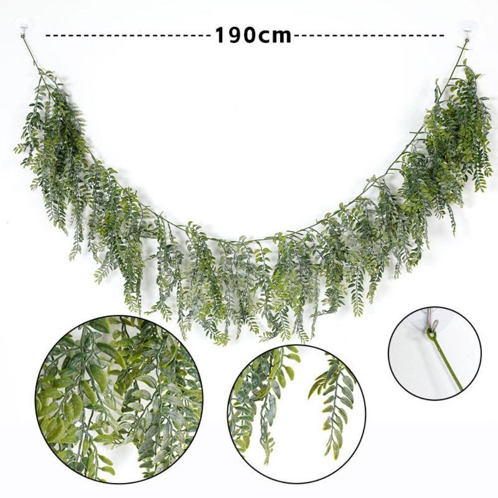 Creative Green Artificial Plant Vine 190cm Plastic Lifelike Leaves Vine Photo Props Ornament Plant Wall Wedding Arch
