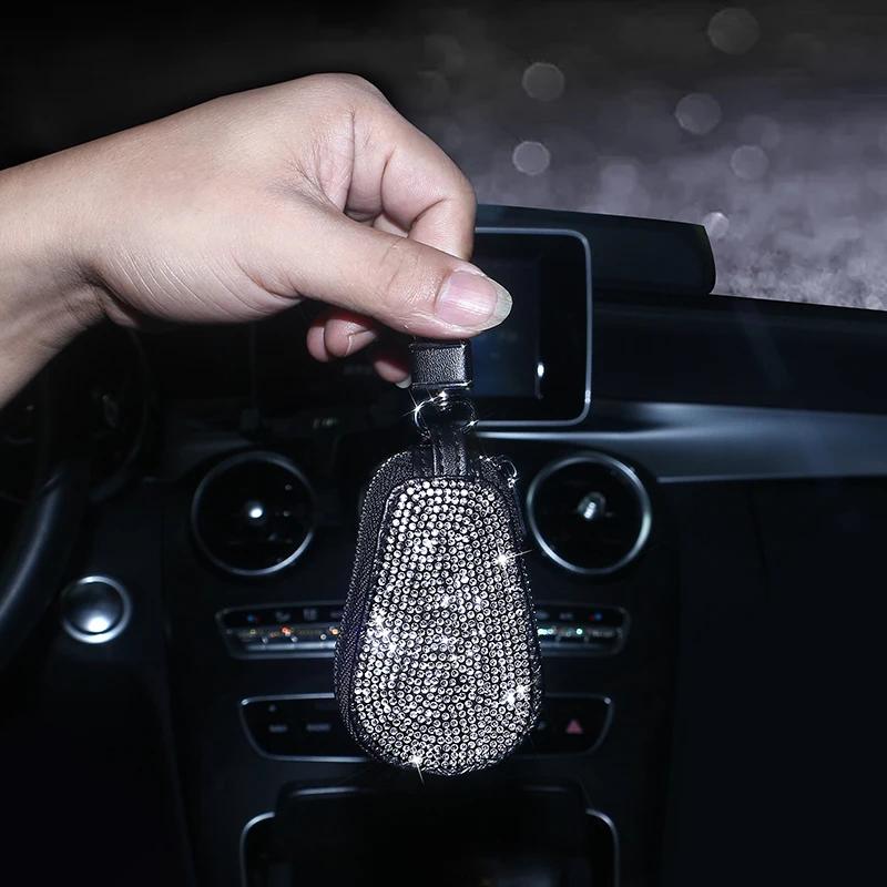 Universal Bling Car Key Case for Women Rhinestone Car Key Bag Purse Diamond Car Bling Accessories for Woman Girls