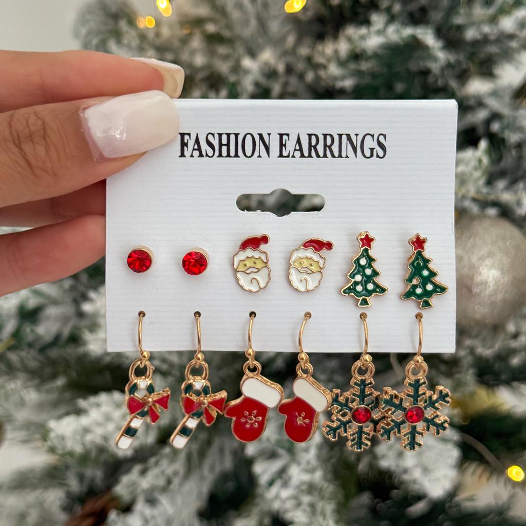 Applicable Christmas Versatile Oil Drop Snowflake Elk Drop Stud Earrings Sweet Bow Christmas Hat Earrings Women