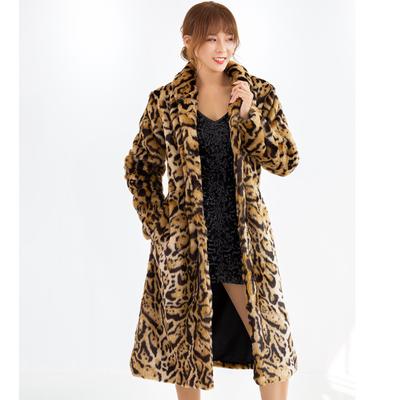 Autumn and Winter New Korean Version Leopard Print Imitation Mink Fur Coat Long Women's Trench Coat Plush Coat Thickened Casual