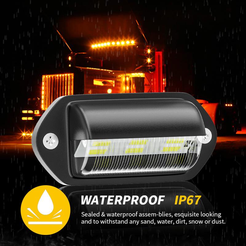 2 PCS Car Truck License Plate Light Lamp 12-24V 6 LED Cars Bus Taillight Edge Lights White Bulbs Motorcycle Signal Light