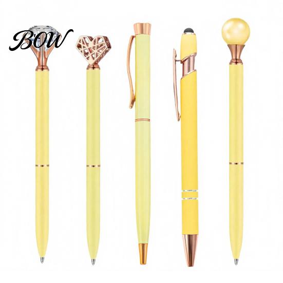 Sturdy Pocket Clip Pen 5PCS Metal Diamond Ballpoint Pens, with Sparkling Rhinestone Decor, Luxury Glitter Writing Smooth Press Mechanism Pen, for Kids