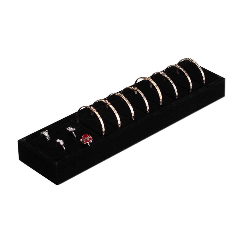 10 Slot Velvet Jewelry Display Tray Light Gray Organizer For Bracelets Rings Cufflinks Home Retail Exhibition Storage