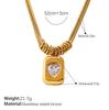 Rhinestone Peach Heart Snake Bone Chain Necklace: Women's Double-Layer Stainless Steel Jewelry with High-End Luxury Design