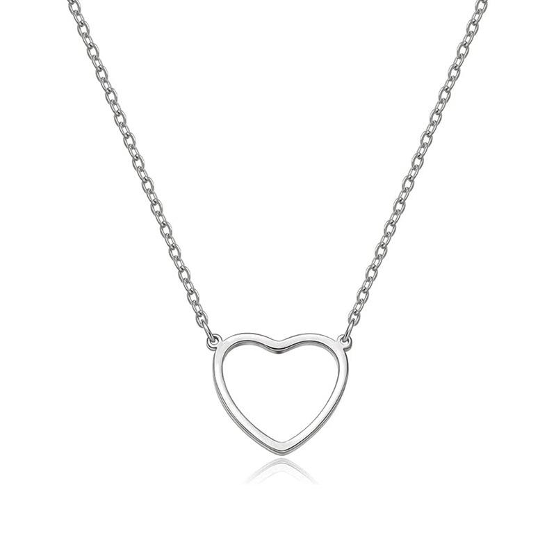 Women's Minimalist Hollowed Out Heart-shaped Pendant Necklace, Exquisite and Compact Collarbone Chain Jewelry, Birthday Gift